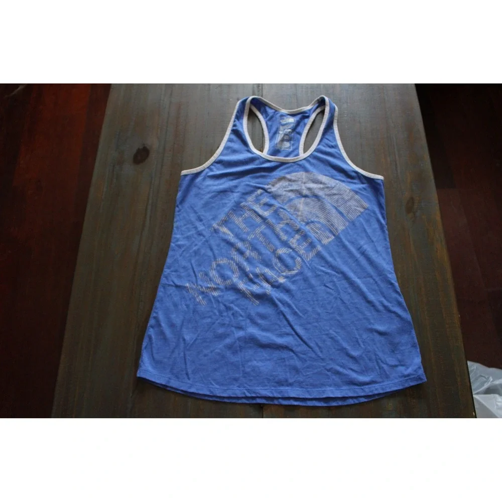 The North Face Mens Blue Graphic Racerback Tank Top Slim Fit Large L